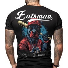 Stuff-Box T-shirt uomo girocollo manica corta nera Pitbull Batsman STB-1110