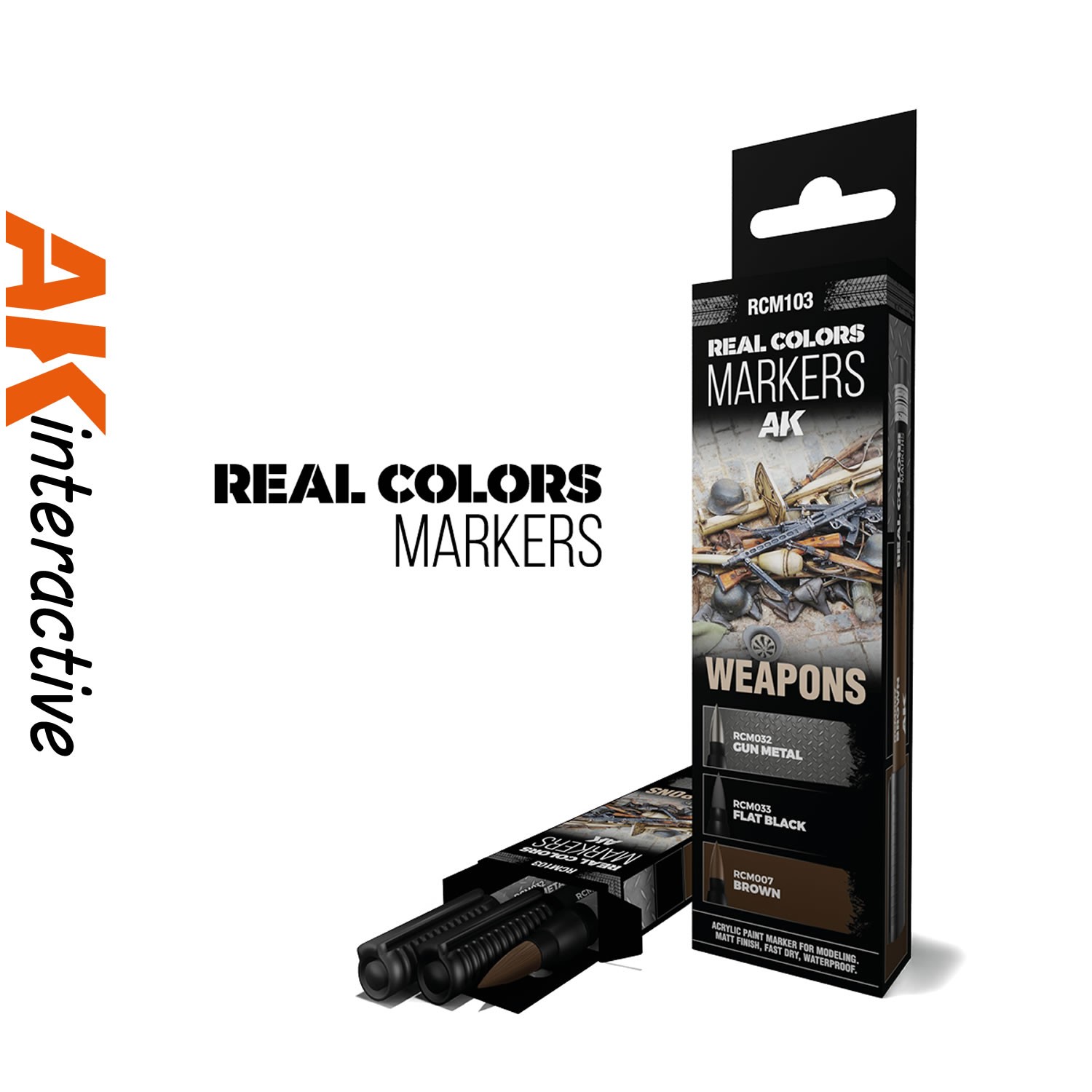 Real Colour Markers WEAPONS SET 3 paint markers acrylic RCM103 AK Interactive