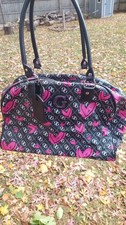 Guess | Black Monogram GG Pink Heart Canvas Double Handle Large Travel Bag ?