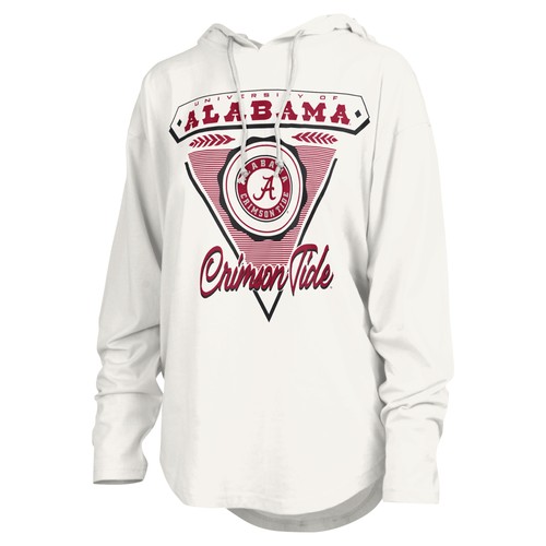 Camiseta con capucha manga larga Pressbox blanca Alabama Crimson Tide San Bruno para mujer - Imagen 2 de 3