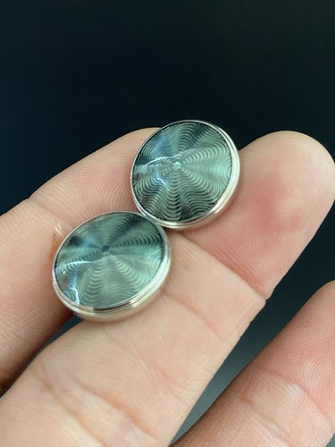Gemelli tondi Montblanc Germany in acciaio inox smaltato verde firmati - Foto 7 di 11