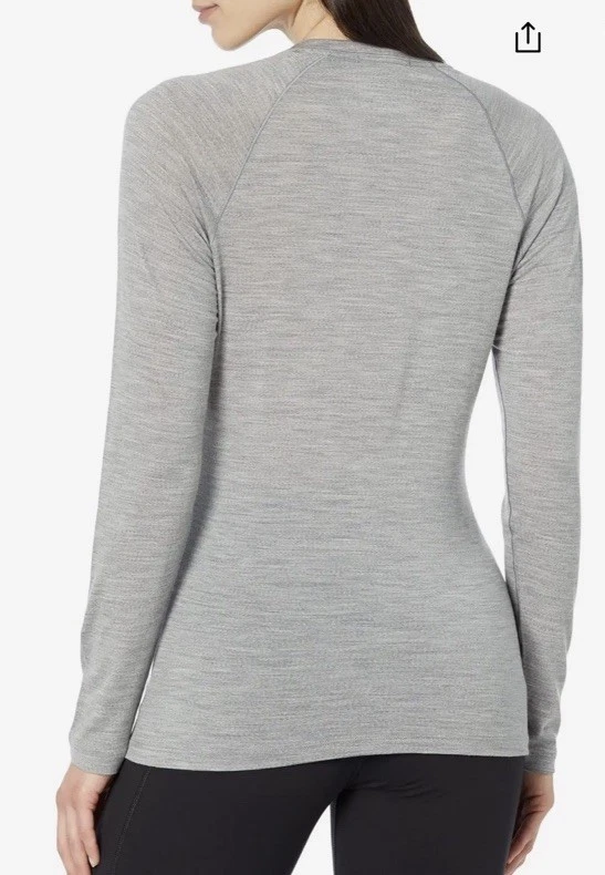Smartwool Women’s Classic All Season Merino Base Layer Top- Light Gray-Medium - Image 2 of 4