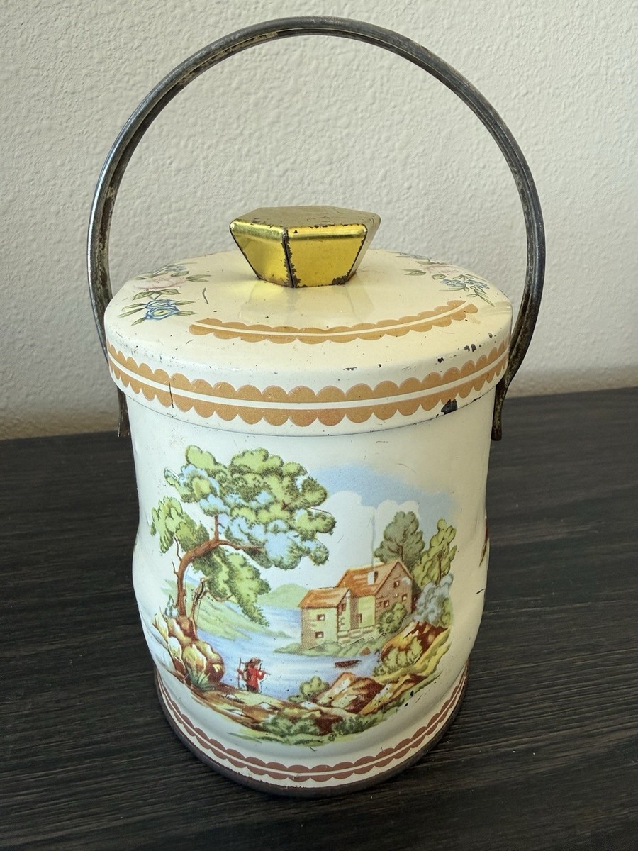 Vintage Murray Allen Company Pastoral Tin With Lid Handle Made in