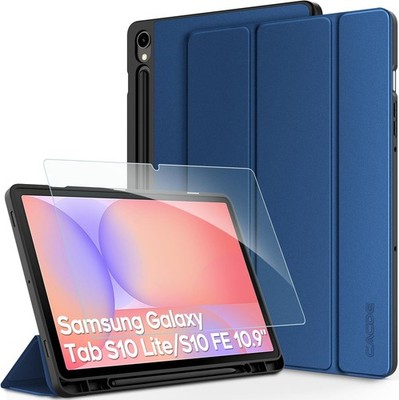 Samsung Galaxy Tab S10 Lite Hülle PU Leder Dunkelblau 10,9 Zoll mit S Pen Halter
