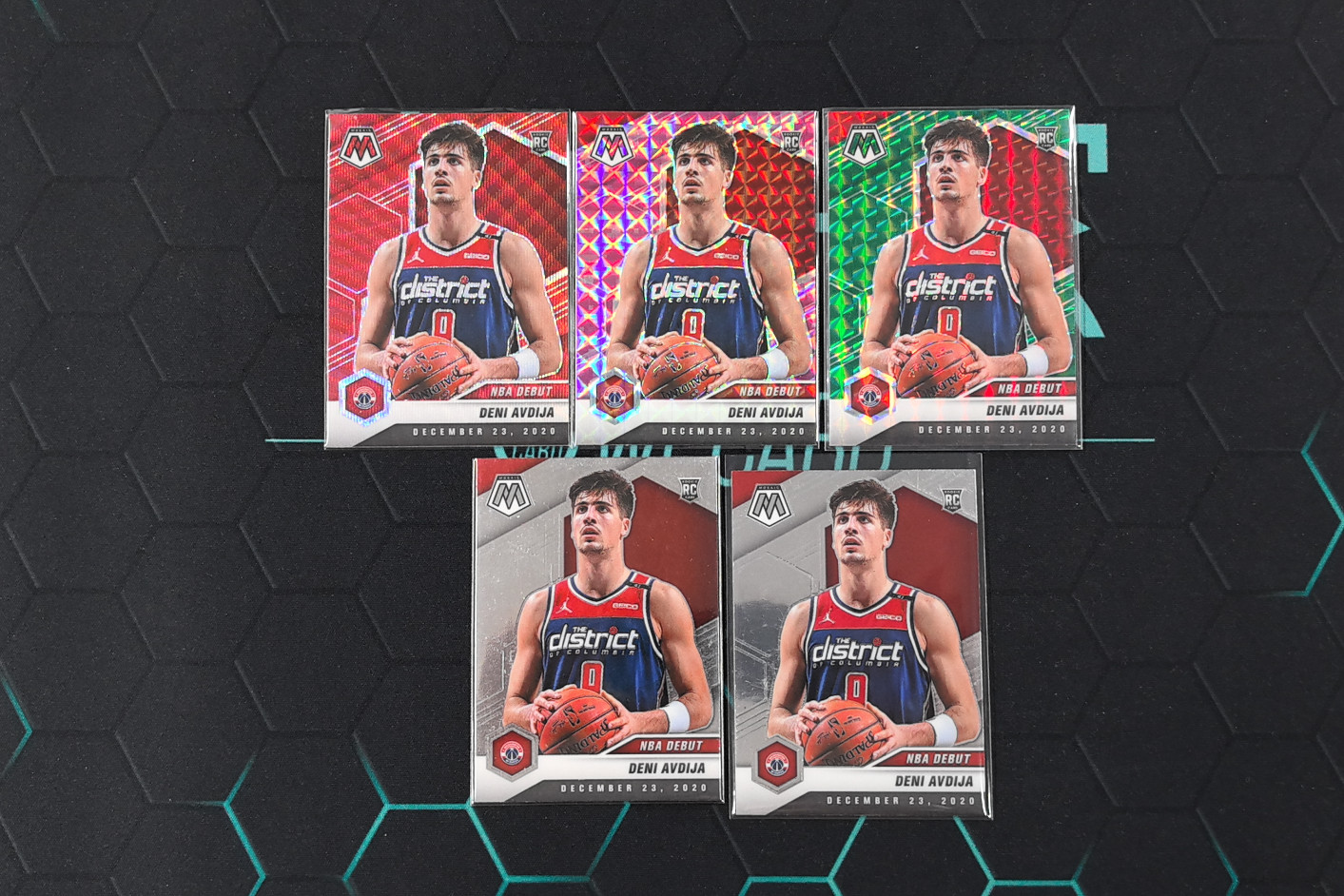 2020-21 Panini Mosaic Deni Avdija NBA Debut Mosaic Red Wave RC LOT5