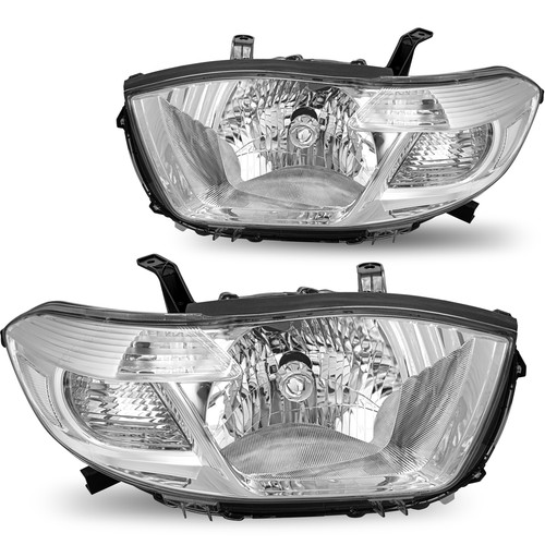 For 2008 2009 2010 Toyota Highlander Chrome Housing Clear Corner Headlights Pair - Picture 2 of 7