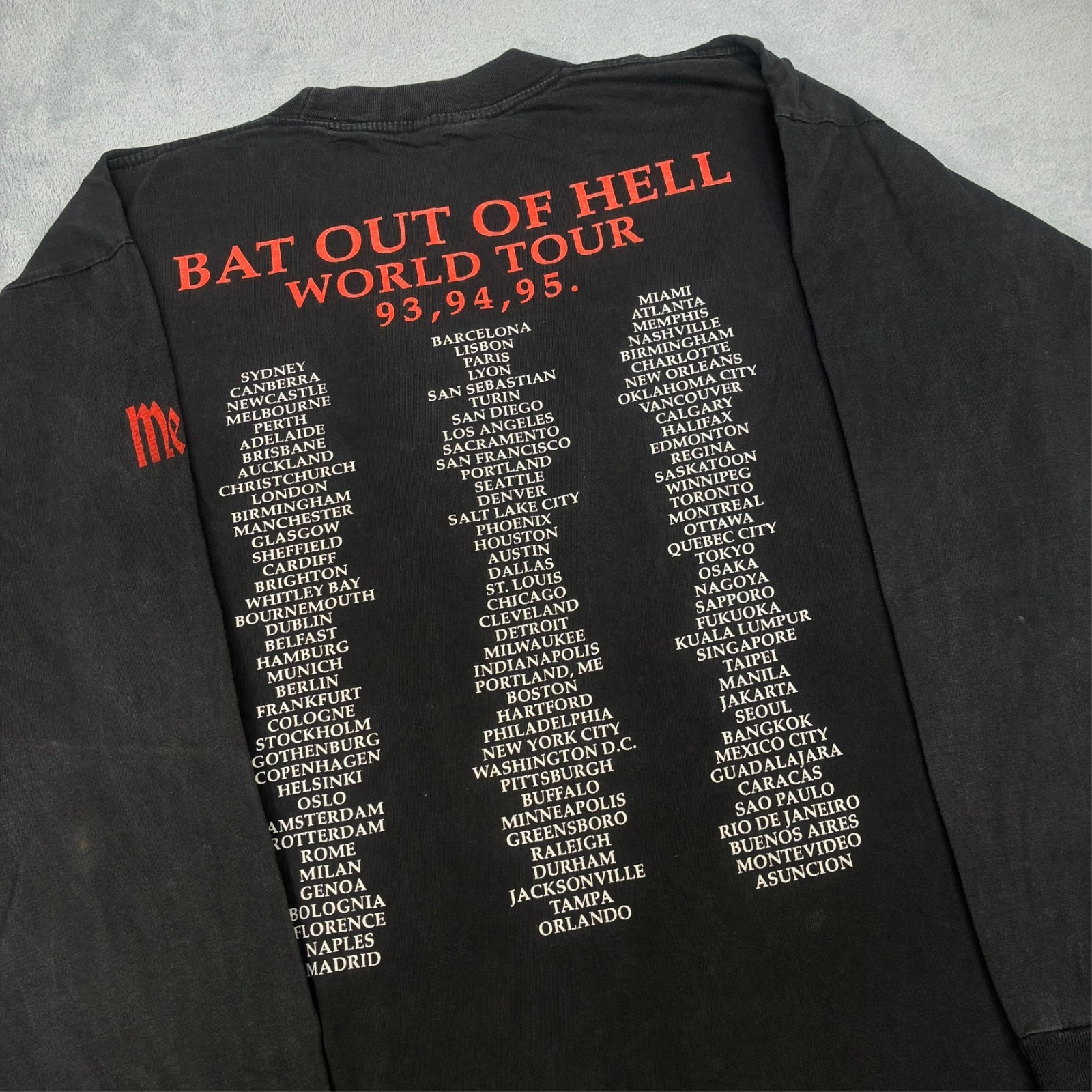 Vintage Meat Loaf 1990s Bat Out Of Hell World Tour Black XXL Long Sleeve T-Shirt image 8