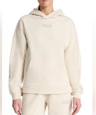 Puma Women's Embroidered Fleece Pullover Hoodie Cream Size Small New With Tags