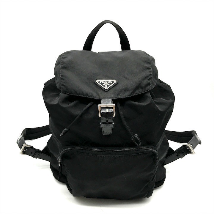 Good condition PRADA trial logo backpack nylon tessuto black k2690 from japan