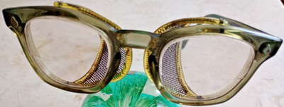 VTG AO AMERICAN OPTICAL FLEXI FIT 6 1/4 L SAFETY GLASSES MESH SIDE SHIELD FRAMES
