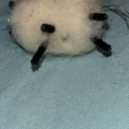 Vintage Handcrafted White Wool Sheep With Red Bow 2x2 - Picture 5 of 10