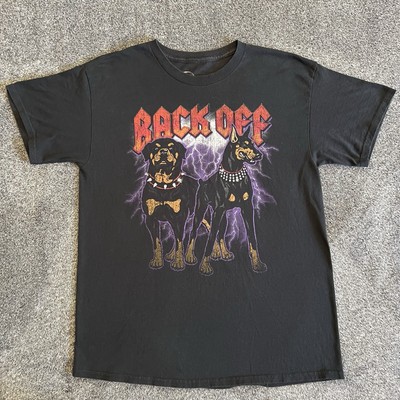 DOM Back Off Men s Graphic T - Shirt Large Black Round Neck Short Sleeve Cotton