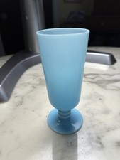 Antique Portieux Vallerysthal Blue Opaque Opaline Set Of 8 Cordial Glasses