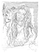 Silvio LOFFREDO "Il felino e la ragazza" , 1976 acquaforte originale firmata