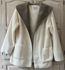 Koolaburra by UGG Sherpa Fleece Shawl Collar Cardigan Cream & Brown Size Small