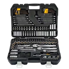 Mechanics Tool Set 200-Piece Polished Chrome Finish 1/4" 3/8" 1/2" Drive Shop