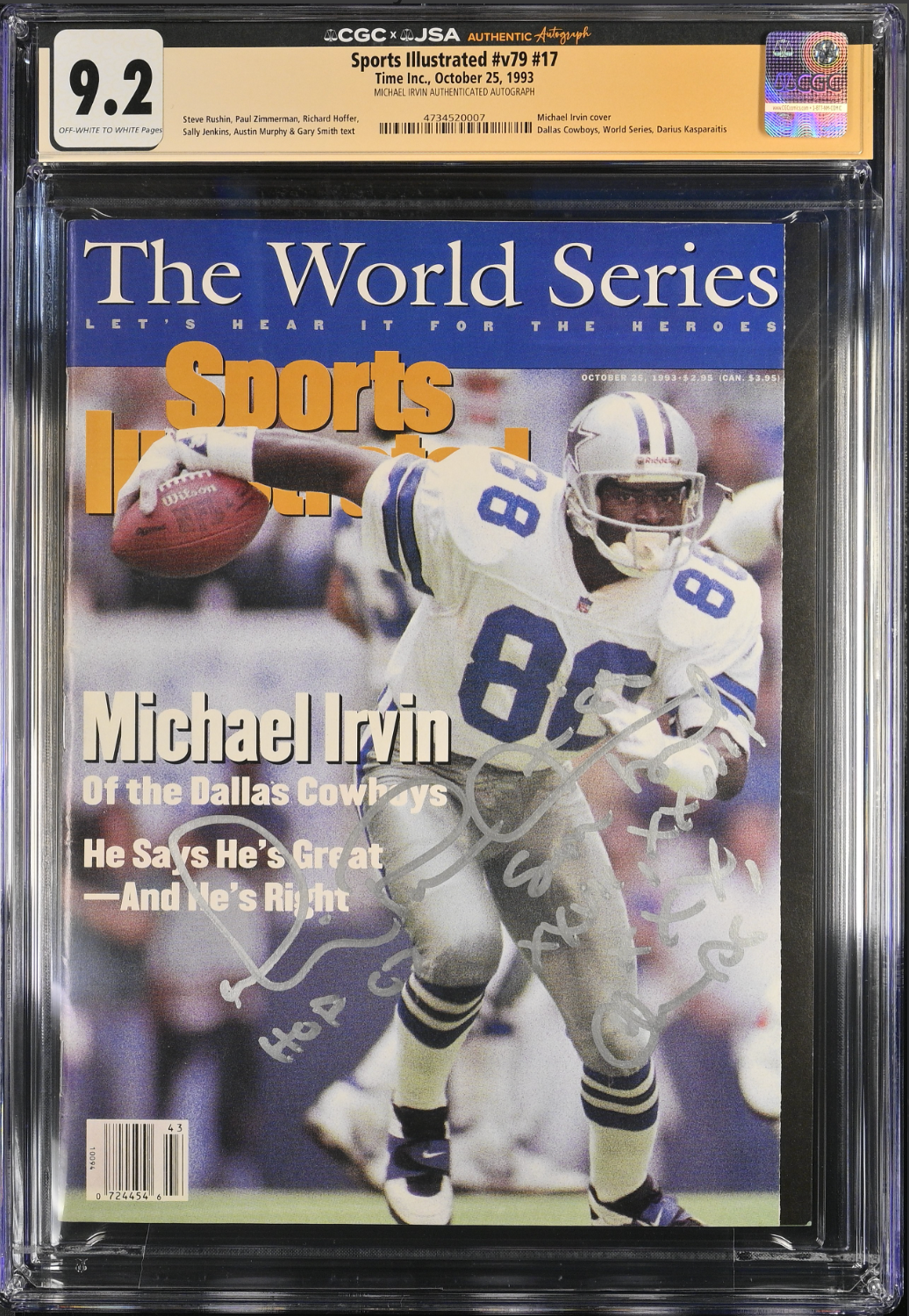 1993 Sports Illustrated Newsstand Michael Irvin Auto 1st Cov