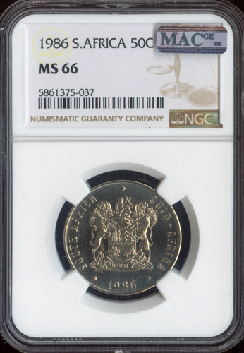 Sudafrica 50 Centesimi 1986 NGC MS66 Qualità - Foto 1 di 2