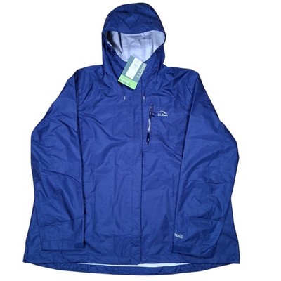 L.L. Bean Trail Model Rain Jacket Womens 3X Plus Blue Hooded Waterproof Packable