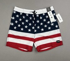 Hurley Mens Patriot Volley 17" American Flag Hybrid Board Shorts Sz L