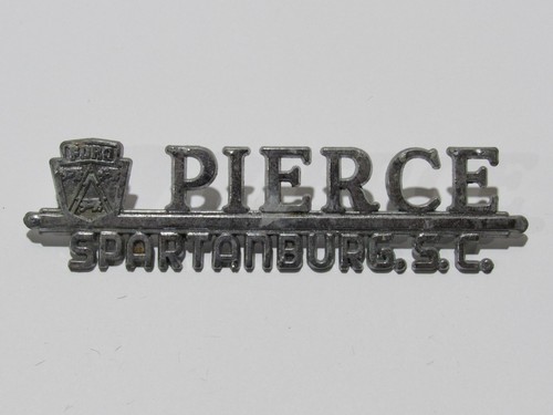 Vintage Pierce Ford Spartanburg South Carolina Metal Dealer Badge Tag Emblem Tag - Zdjęcie 1 z 2