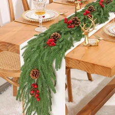 6FT Christmas Artificial Norfolk Pine Garland, Real Touch Christmas Greenery ...