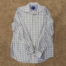 Egara Mens XL Non Iron 100 Cotton Dress Shirt Blue Strip