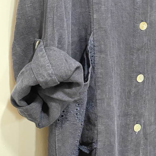 M Made In Italy Linen Tunic Womens Large Linen Hooded Bohemian Laganlook Pockets - Picture 11 of 11