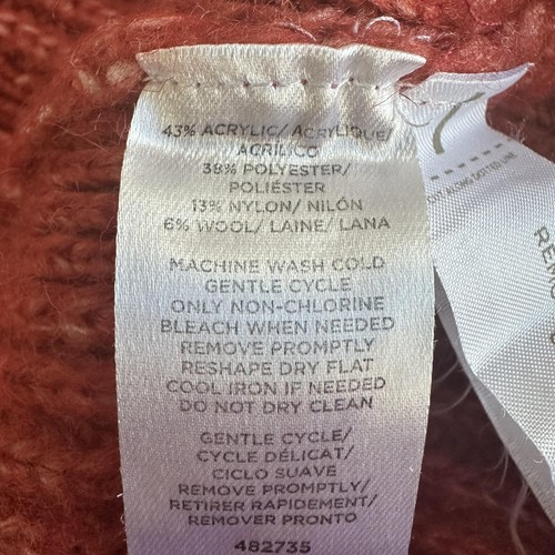 Ann Taylor Chunky Knit Sweater Womens L Rusty Red Marled Cowl Neck Warm Cozy - Picture 5 of 6