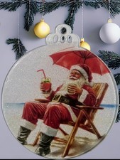 4" Beach Santa Ornament Lounge Chair Umbrella Holiday Coastal Tree Decoration