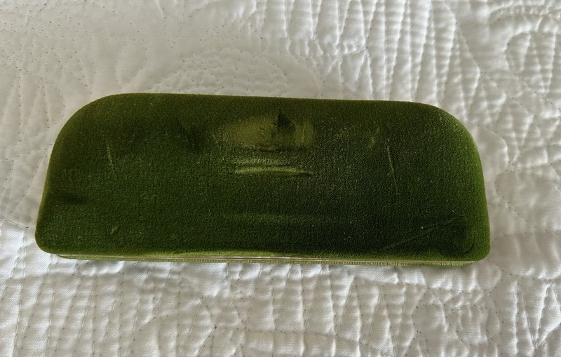 Vintage Green Velvet Eyeglasses Hinged Case Retro