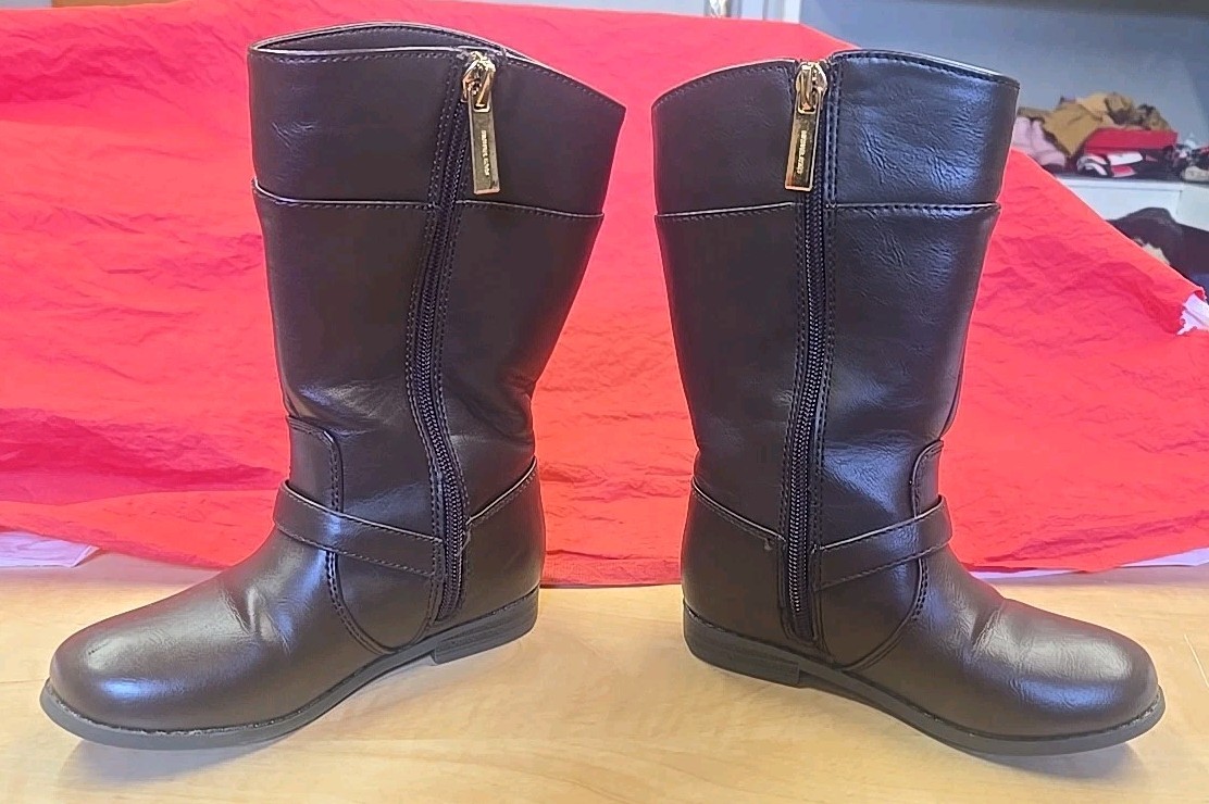 Michael Kors Girl's Emma Blaire Gold Buckle Brown Riding Tall Boots Sz 10 thumbnail 8