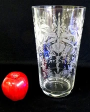 Vintage Heisey Orchid Etched Glass Large 10.5" Flip Vase.  A rare piece.