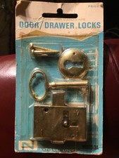 Small Brass Flush Mount Cabinet Door Lock with Key - 1" Wide x 1 10/16 USA MADE