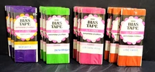 Lot 12 Pkgs Vtg J&P Coats Wide 1" Bias Tape Dark Rose Orange Purple Bright Green