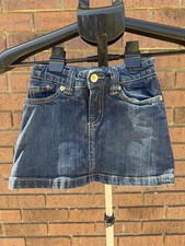 VTG The Children's Place Denim Blue Jean Mini Skirt Skort Gold Sparkle Size 4