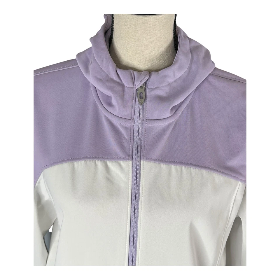 Jaqueta de chuva Spyder Big Girls XL lilás branca com capuz resistente à água - Imagem 2 de 4