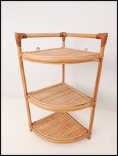 Vintage 3 Tier Corner Shelf Bamboo Rattan Plant Stand Display Shelving Small