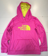 The North Face Hoodie Hot Pink Flouro Yellow Logo Sweatshirt Women's Medium