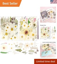 50Pcs Dried Pressed Flowers Real Pressed Flowers Natural Dry Leaves Bulk Mixe...