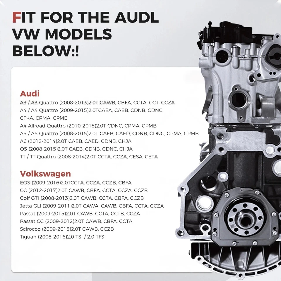 For Audi VW EA888 Gen-2 2.0L Gas Turbo TSI 4-Cylinder Long Block Engine Assembly - Image 2 of 4