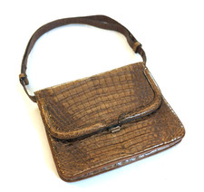 Vtg 50's Alligator Handbag Purse Top Handle-Shoulder Bag Made in Germany Chic