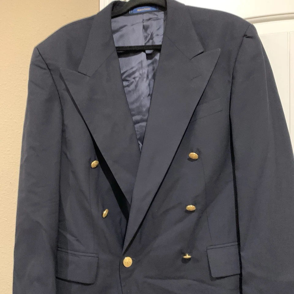 Chaqueta Blazer Ralph Lauren Polo University Doble Pecho Abrigo Deportivo Botón Dorado Foto 2 de 4