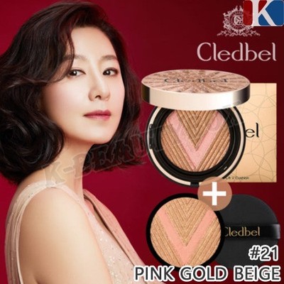 CLEDBEL Glow Power Lift V Cushion Gold 13g + Refill 13g #21 Pink Gold Beige NEU