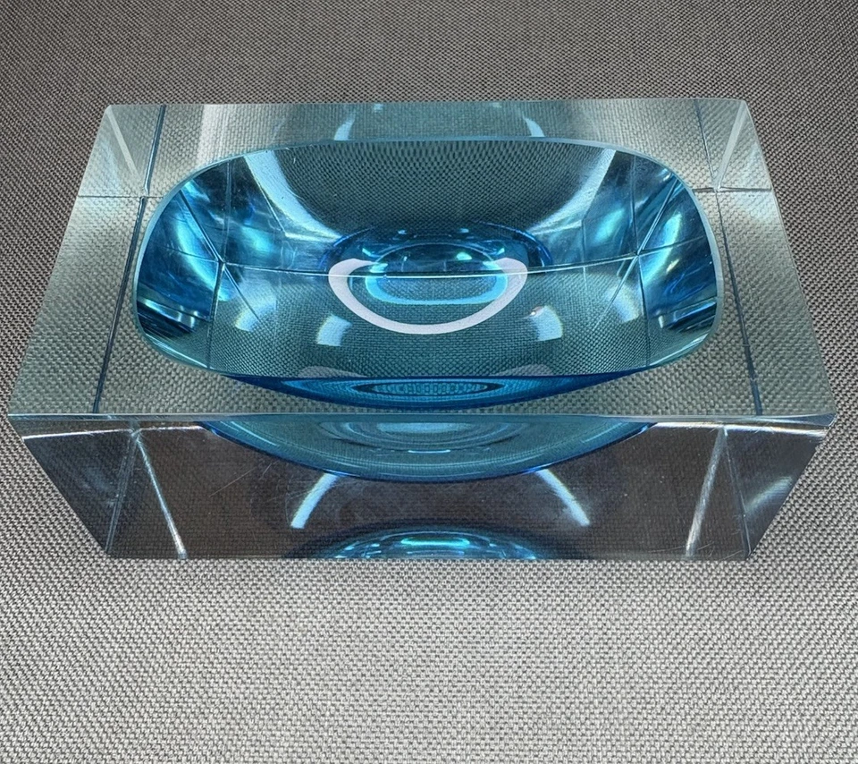 Vintage Murano Sommerso - Blue Rectangular Ashtray - 60s/70s - Image 2 of 4