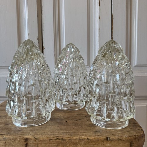 Vintage Glass Light Shades Rocket Mid-century Set Of 3 - Picture 2 of 8