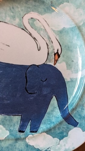 Anthropologie Dessert Plate Rebecca Rebouche The Ringleader Elephant Swan 8” NWT - Picture 2 of 5