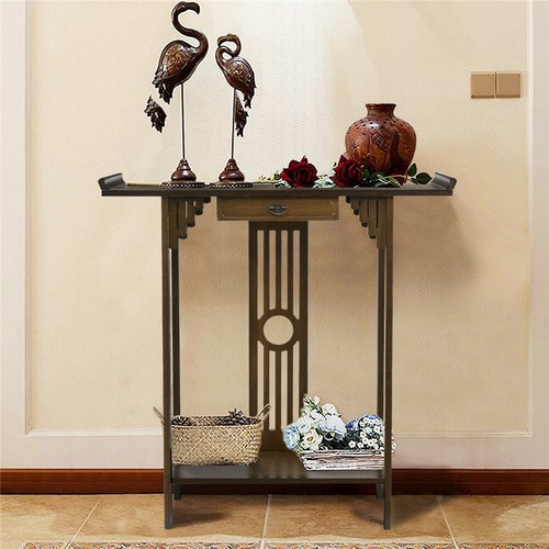 Heavy Duty Rustic Console Table Drawers Bottom Shelf Accent Sofa Entryway Hall - Picture 11 of 12