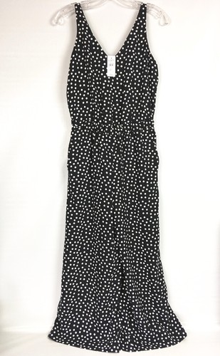 Loft Outlet Womens XS Jumpsuit Black White Polka Dot Sleeveless Pantsuit NEW