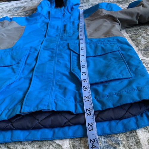 Lands End Kids Large 7 Squall Jacket Blue Gray Waterproof Winter Wind Proof Coat - Picture 12 of 12
